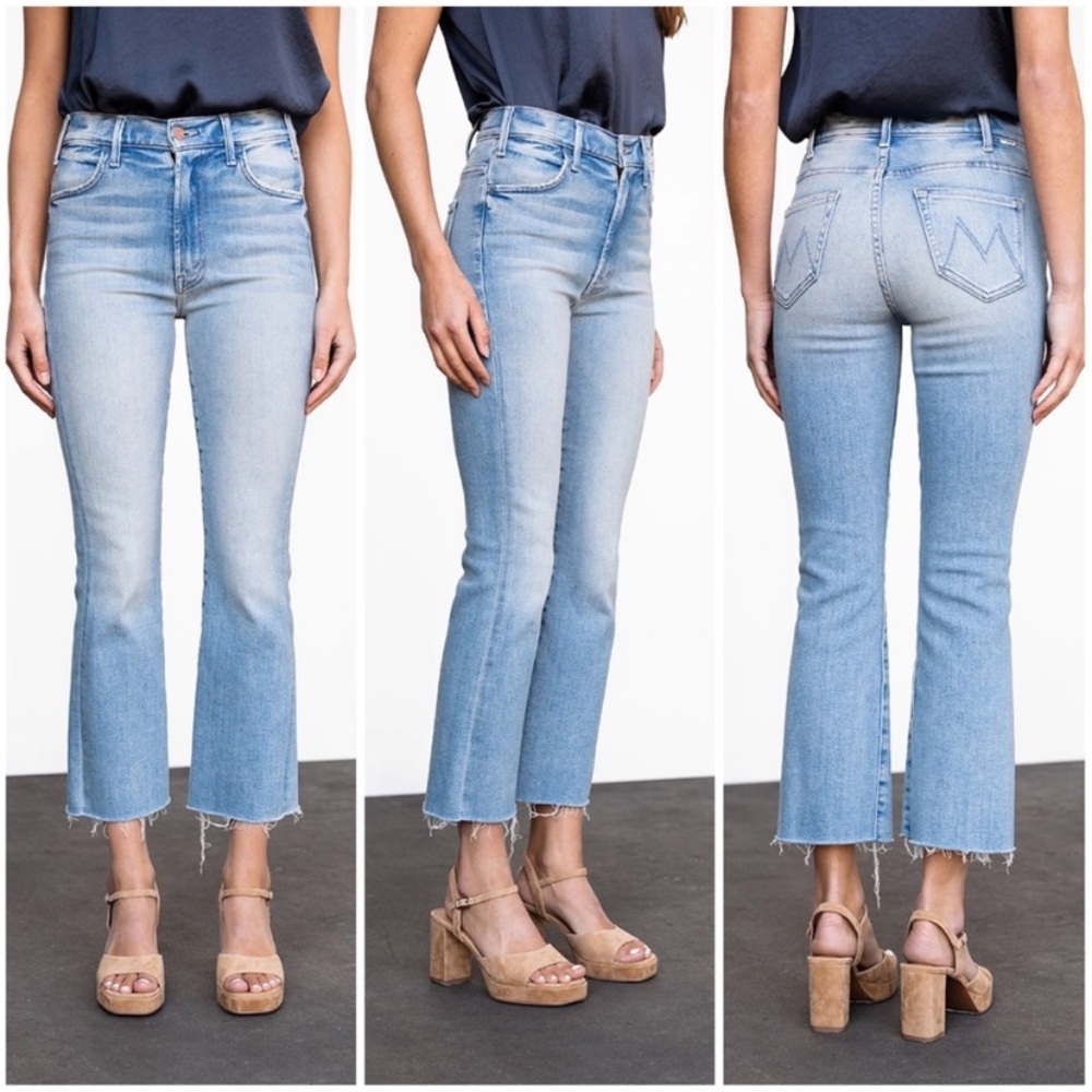 $238 Mother The Hustler High-Rise Ankle Fray Pants in Au Revoir 26